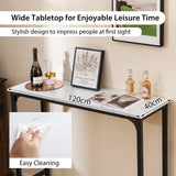 Counter Height Bar Table with Steel Frame and Footrest-White