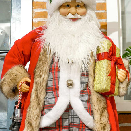 HOMCOM 4'6" Animated Santa Claus Figure, with Sound - Red