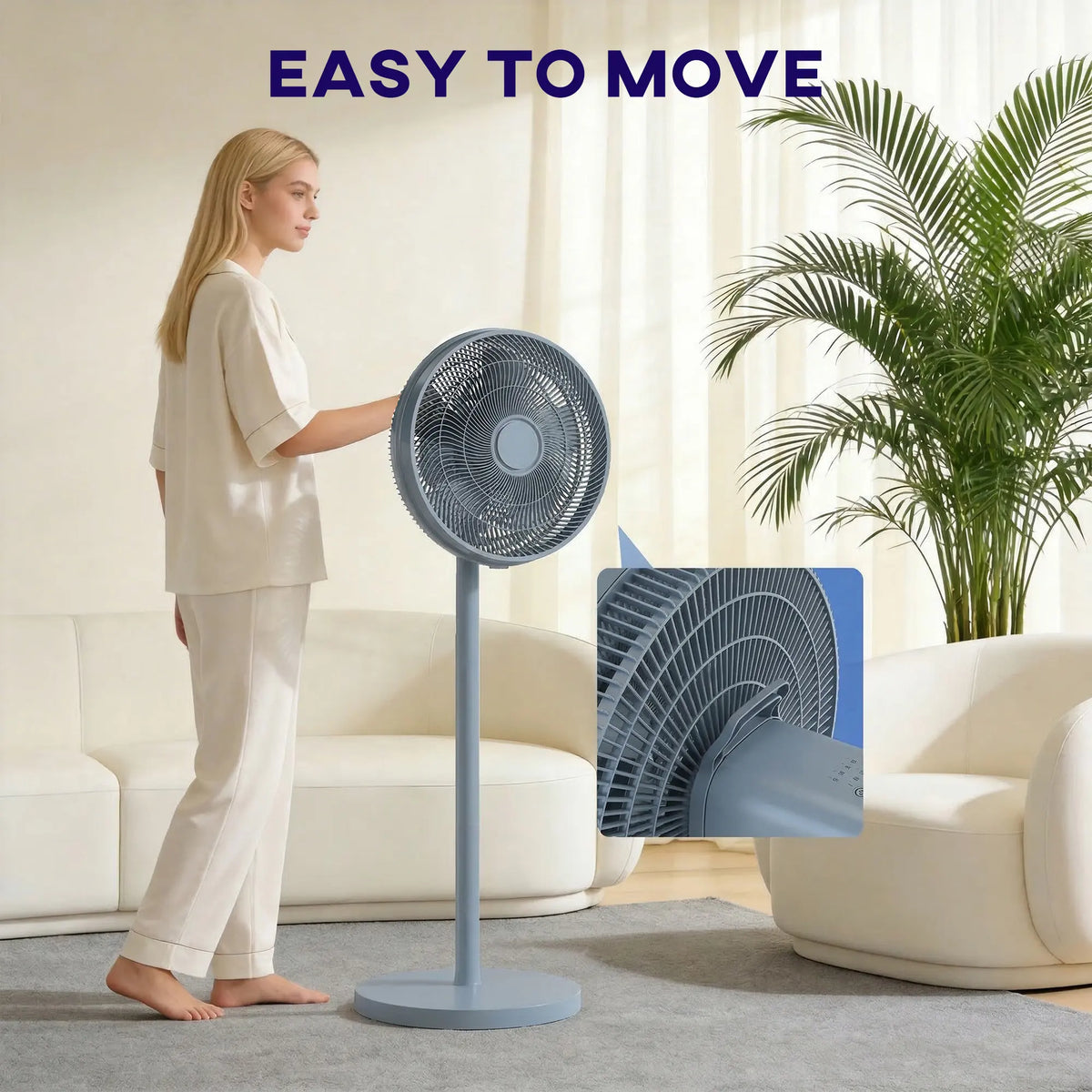 HOMCOM 40 cm Standing Fan, Cooling Floor Fan with 80 Oscillating, Adjustable Tilt and Height, 4 Speed, Remote Control, Grey