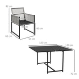 Outsunny Five-Piece Metal Dining Set, with Folding Back Chairs, Light Grey