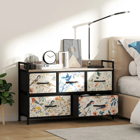 HOMCOM 5-Drawer Chest of Drawers - White