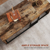 HOMCOM Coffee Tables Set of 2, Industrial Nest of Tables with Metal Frame for Living Room Bedroom, Rustic Brown