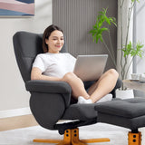 HOMCOM Linen-Look Recliner, with Storage Ottoman - Grey