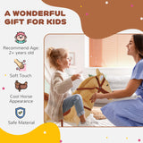 HOMCOM Kids Ride On Standing Horse Cuddly Toy Children Plush Soft Pony Gift w/ Neigh Sound or 2 Years and Up Beige
