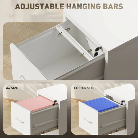 HOMCOM Four-Drawer Modern Steel Filing Cabinet - White