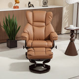HOMCOM Faux Leather Reclining Chair and Footstool - Brown
