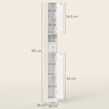 HOMCOM 185 cm Tall Bathroom Cabinet with Arched Doors - White