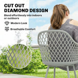 Outsunny Garden Chairs Set of 4, Garden Dining Chairs with Cut Out Diamond Back and Armrests for Patio, Balcony, Terrace, Grey