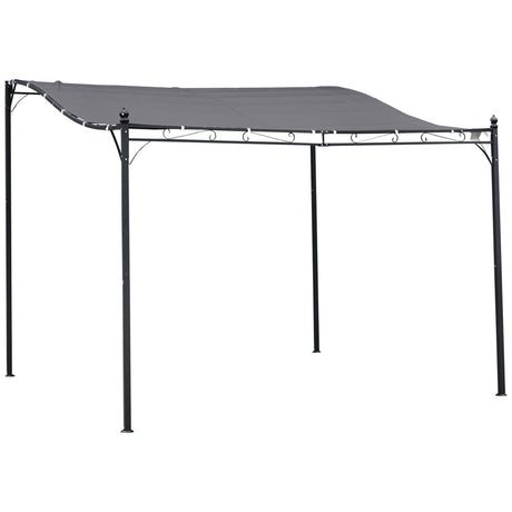 Outsunny 3x3m Freestanding Metal Wall Awning Canopy Grey