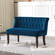 HOMCOM Velvet 2 Seater Sofa, Button Tufted Wingback Loveseat with Rubber Wood Legs for Living Room, Bedroom, Dark Blue