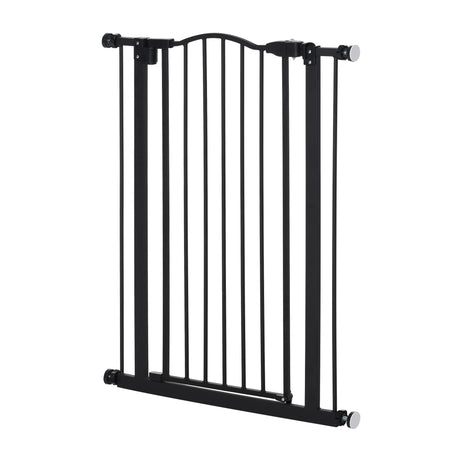 PawHut Pressure Fit Dog Stair Gate No Drilling Safety Gate Auto Close for Doorways, Hallways, 74-80cm Adjustable, 94cm Tall, Black