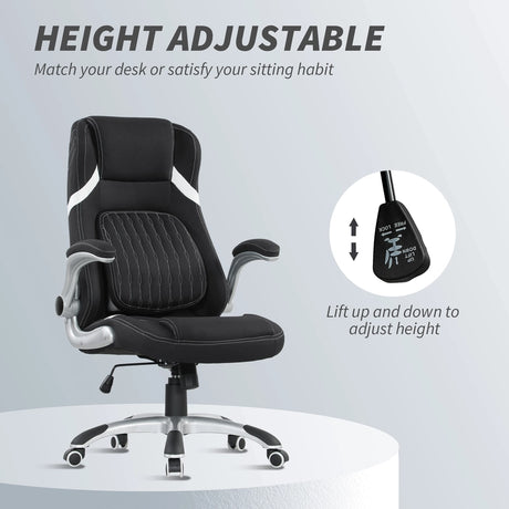 Vinsetto Linen-Look Office Chair, with Adjustable Height and Tension - Black