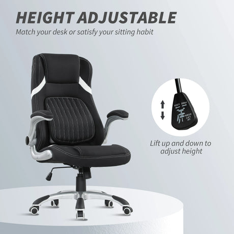 Vinsetto Linen-Look Office Chair, with Adjustable Height and Tension - Black