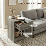 HOMCOM Set of Two Modern Storage Bedside Tables - Grey