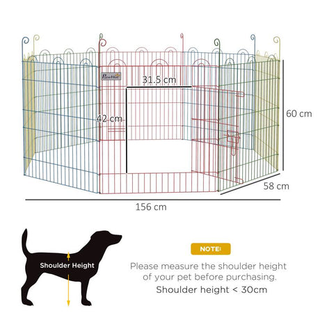 PawHut Pet Playpen Crate, with Eight Panels, Door, for Indoors and Outdoors, 60H x Φ156cm