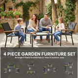 Outsunny Outdoor Sofa 4 Seater Garden Sofa Set with Loveseat 2 Chairs and Coffee Table Black