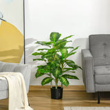 HOMCOM 2 PCs Artificial Evergreen Tree Fake Decorative Plant in Nursery Pot for Indoor Outdoor Dcor, Green