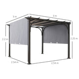 Outsunny 3 x 3(m) Outdoor Pergola, Garden Pergola Gazebo with Adjustable Canopy, Grey