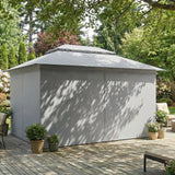 Outsunny 3 x 4 m Outdoor Garden Gazebo with Netting and Curtains, UPF50+ Patio Gazebo Permanent Pavilion Canopy, Dark Grey