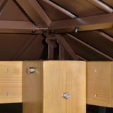 Outsunny 3x(3)M Outdoor Hardtop Gazebo Canopy with 2-Tier Roof and Solid Wood Frame, Outdoor Patio Shelter for Patio, Garden, Brown