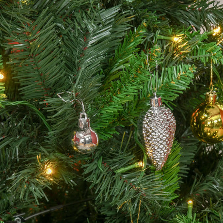 HOMCOM 1.8m 6ft Pre-Lit Artificial Christmas Tree 200 LED Xmas Tree Holiday Dcor with Decorative Balls Ornament Metal Stand