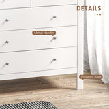 HOMCOM Modern Chest of Drawers, 5 Drawer Storage Cabinet with Metal Handles and Runners for Bedroom, White