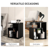 HOMCOM Side Table, 3 Tier End Table with Open Storage Shelves for Living Room, Bedroom, Black