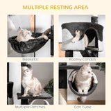 PawHut Floor-to-Ceiling Cat Tree for Indoor Cats, 240-260cm Adjustable Cat Tree - White