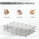 PawHut Pet Playpen w/ Door Customisable Fence for Guinea Pigs Chinchillas Hedgehogs - Black