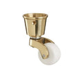 Brass Round Cup Castor with White Ceramic Wheel – 1 1/4 inch (32mm)