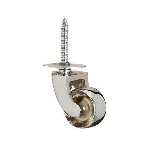 Chrome Finish Brass Screw Plate Castor – 1 1/8 inch (29mm)