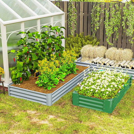 Outsunny 240 x 120cm Galvanised Steel Open Planter - Silver