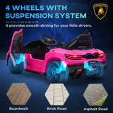 AIYAPLAY Lamborghini Revuelto Licensed 12V Ride on Car w/ Butterfly Doors, Transport Wheels, Suspension, Remote Control, Pink