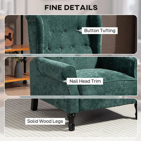 HOMCOM 150 Reclining Vintage Armchair, with footrest - Dark Green