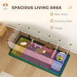 PawHut Pet Playpen with Waterproof Mat, DIY Small Animal Enclosure 34 Panels, Indoor/Outdoor Metal Pet Fence for Guinea Pigs