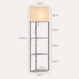 HOMCOM Corner Floor Lamp with Shelves, Tall Standing Lamps for Living Room, with Pull Chain Switch Bulb not Included, Grey