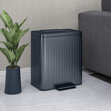 HOMCOM 40L Dual Compartment Rubbish Bin, with Soft-Close Lid - Black