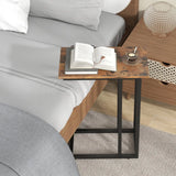 C-Shaped Side Table Compact Sofa Side Table for Small Space-Rustic Brown