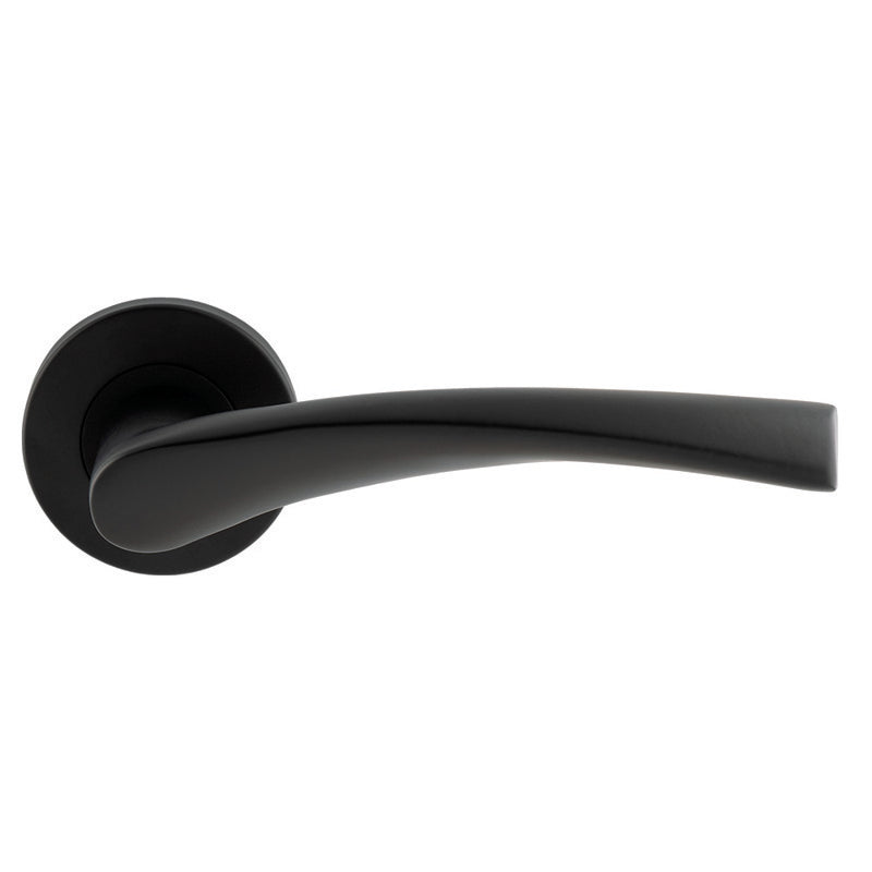 BREEZE LEVER ON SPRUNG PUSH-ON ROUND ROSE - MATT BLACK - PAIR