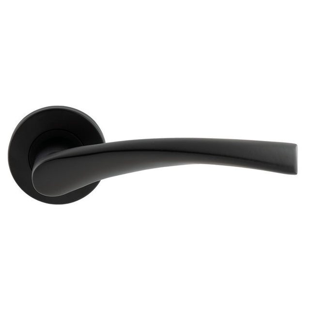BREEZE LEVER ON SPRUNG PUSH-ON ROUND ROSE - MATT BLACK - PAIR