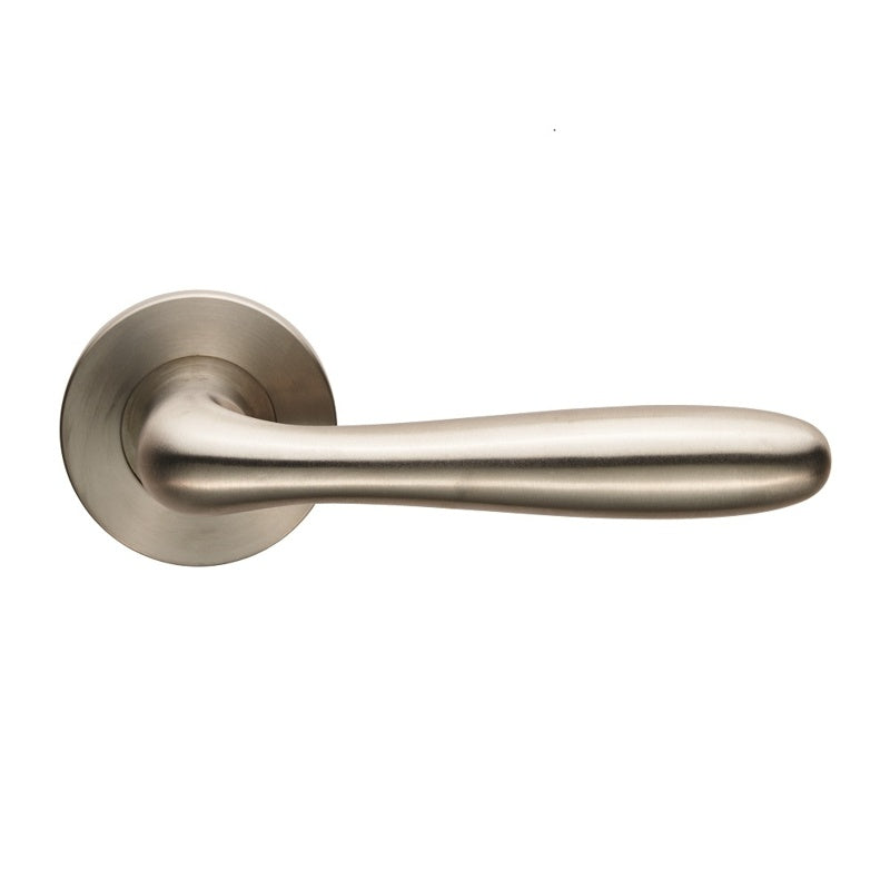 PENINSULA LEVER ON SPRUNG PUSH-ON ROUND ROSE - SATIN STAINLESS STEEL - PAIR