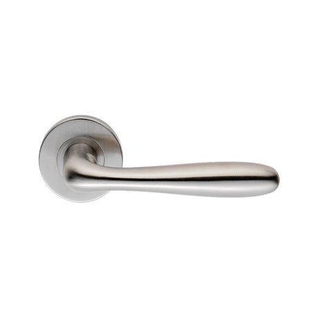 PENINSULA LEVER ON SPRUNG PUSH-ON ROUND ROSE - SATIN STAINLESS STEEL - PAIR