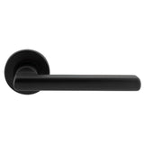 CARLTON LEVER ON SPRUNG PUSH-ON ROUND ROSE - MATT BLACK - PAIR