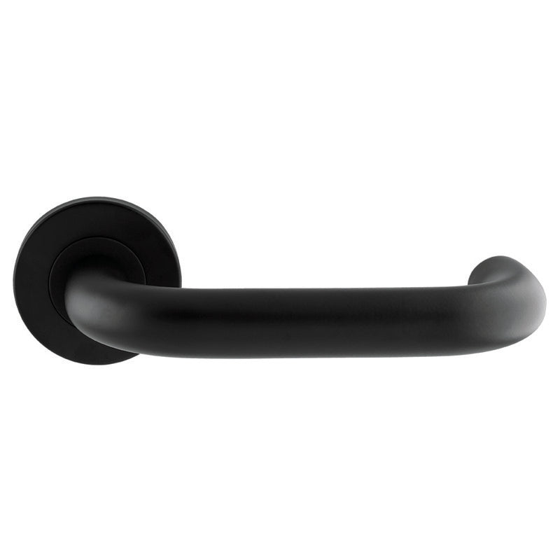 NERA 19MM SAFETY LEVER ON SPRUNG PUSH-ON ROUND ROSE - MATT BLACK - PAIR