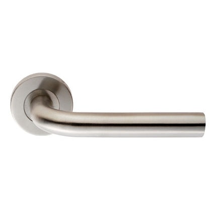SPIRA STRAIGHT LEVER ON SPRUNG PUSH-ON ROUND ROSE - SATIN STAINLESS STEEL - PAIR