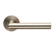 TREVIRI MITRED LEVER ON SPRUNG PUSH-ON ROUND ROSE - SATIN STAINLESS STEEL - PAIR