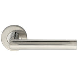 TREVIRI MITRED LEVER ON SPRUNG PUSH-ON ROUND ROSE - BRIGHT STAINLESS STEEL - PAIR