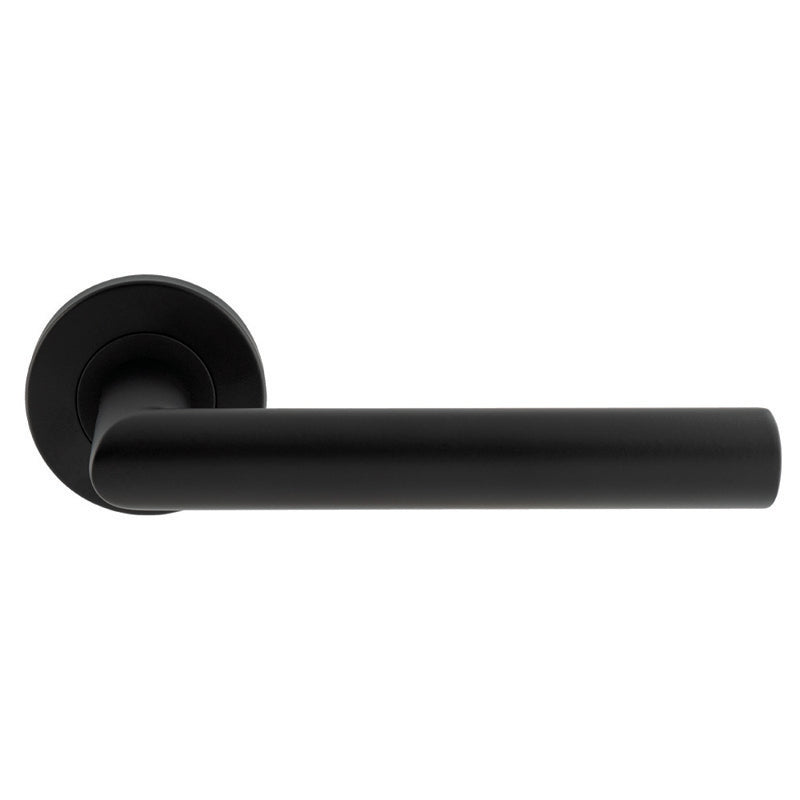 TREVIRI MITRED LEVER ON SPRUNG PUSH-ON ROUND ROSE - MATT BLACK - PAIR