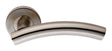 CURVED LEVER ON SPRUNG PUSH-ON ROUND ROSE - SATIN STAINLESS STEEL - PAIR