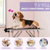 PawHut 32" Foldable Dog Grooming Table Pet Drying Beauty Table Adjustable Fixed Arm Rubber Top, Black